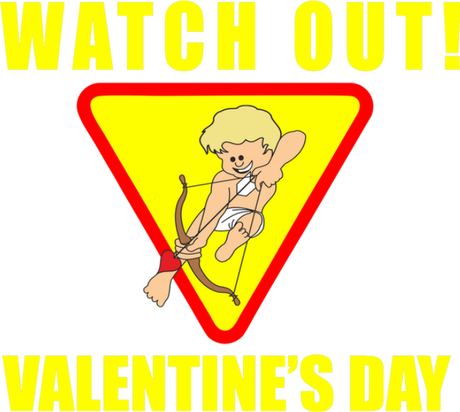 Nadruk Bluzka z amorem i napisem Watch out, valentine's day! - Przód